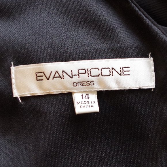 NWT Evan Picone Black chiffon cocktail dress, size 14 - Picture 5 of 7